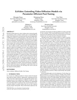 ExVideo: Extending Video Diffusion Models via Parameter-Efficient
  Post-Tuning