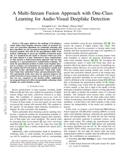 A Multi-Stream Fusion Approach with One-Class Learning for Audio-Visual
  Deepfake Detection
