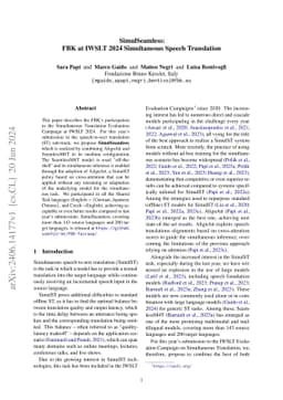 SimulSeamless: FBK at IWSLT 2024 Simultaneous Speech Translation
