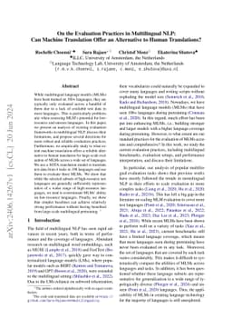 On the Evaluation Practices in Multilingual NLP: Can Machine Translation
  Offer an Alternative to Human Translations?