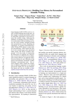 Step-Back Profiling: Distilling User History for Personalized Scientific
  Writing
