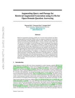 Augmenting Query and Passage for Retrieval-Augmented Generation using
  LLMs for Open-Domain Question Answering