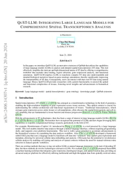 QuST-LLM: Integrating Large Language Models for Comprehensive Spatial
  Transcriptomics Analysis