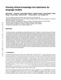 Infusing clinical knowledge into tokenisers for language models