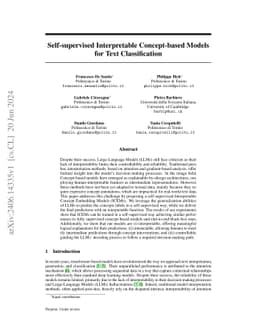 Self-supervised Interpretable Concept-based Models for Text
  Classification