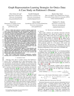Graph Representation Learning Strategies for Omics Data: A Case Study on
  Parkinson's Disease