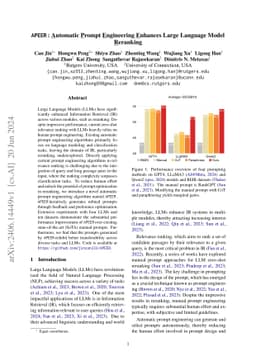 APEER: Automatic Prompt Engineering Enhances Large Language Model
  Reranking