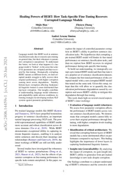 Healing Powers of BERT: How Task-Specific Fine-Tuning Recovers Corrupted
  Language Models