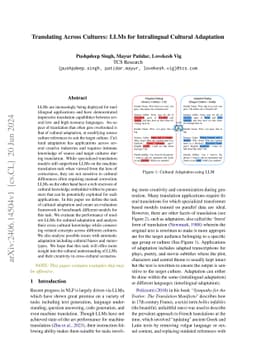 Translating Across Cultures: LLMs for Intralingual Cultural Adaptation
