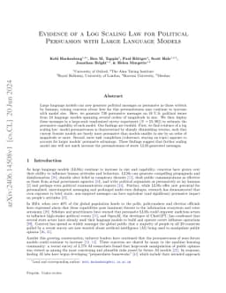 Evidence of a log scaling law for political persuasion with large
  language models