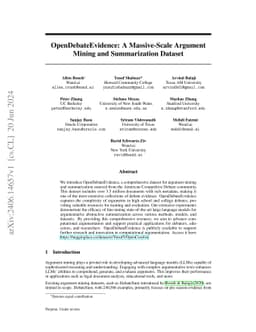 OpenDebateEvidence: A Massive-Scale Argument Mining and Summarization
  Dataset
