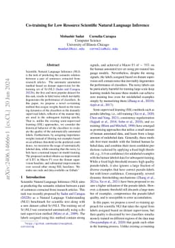 Co-training for Low Resource Scientific Natural Language Inference