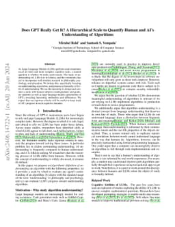 Does GPT Really Get It? A Hierarchical Scale to Quantify Human vs AI's Understanding of Algorithms