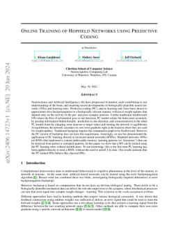 Online Training of Hopfield Networks using Predictive Coding