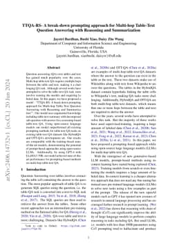 TTQA-RS- A break-down prompting approach for Multi-hop Table-Text
  Question Answering with Reasoning and Summarization
