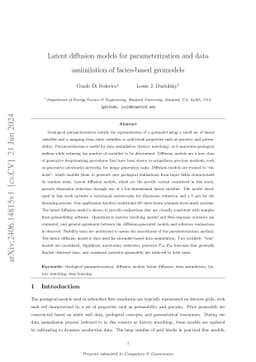 Latent diffusion models for parameterization and data assimilation of
  facies-based geomodels