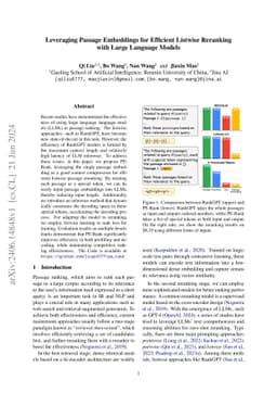Leveraging Passage Embeddings for Efficient Listwise Reranking with Large Language Models