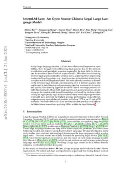 InternLM-Law: An Open Source Chinese Legal Large Language Model