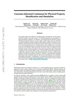 Gaussian-Informed Continuum for Physical Property Identification and
  Simulation