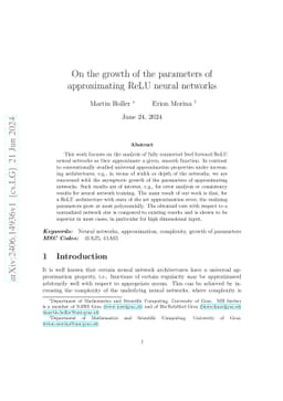 On the growth of the parameters of approximating ReLU neural networks