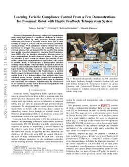 Learning Variable Compliance Control From a Few Demonstrations for
  Bimanual Robot with Haptic Feedback Teleoperation System