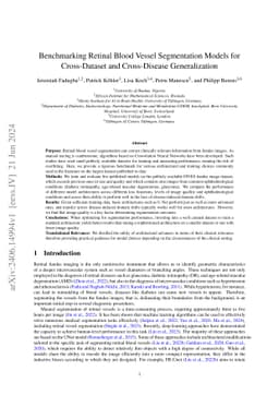 Benchmarking Retinal Blood Vessel Segmentation Models for Cross-Dataset
  and Cross-Disease Generalization