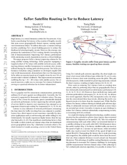 SaTor: Satellite Routing in Tor to Reduce Latency