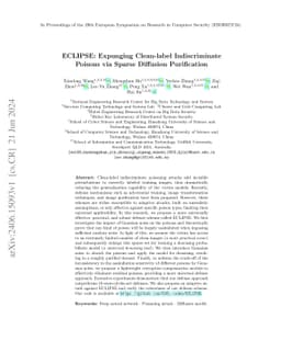 ECLIPSE: Expunging Clean-label Indiscriminate Poisons via Sparse
  Diffusion Purification