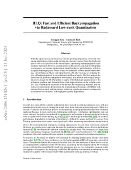 HLQ: Fast and Efficient Backpropagation via Hadamard Low-rank
  Quantization
