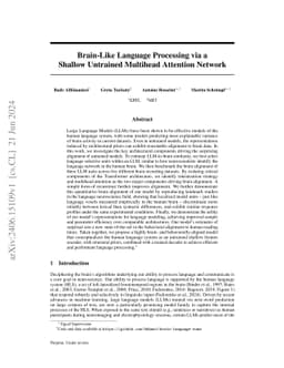 Brain-Like Language Processing via a Shallow Untrained Multihead
  Attention Network