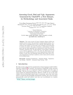 Assessing Good, Bad and Ugly Arguments Generated by ChatGPT: a New
  Dataset, its Methodology and Associated Tasks