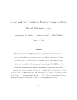 Sound and Fury, Signifying Nothing? Impact of Data Breach Disclosure
  Laws