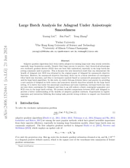 Large Batch Analysis for Adagrad Under Anisotropic Smoothness