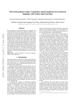 The Greek podcast corpus: Competitive speech models for low-resourced
  languages with weakly supervised data