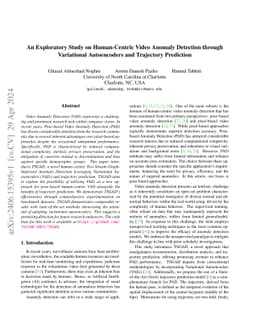 An Exploratory Study on Human-Centric Video Anomaly Detection through
  Variational Autoencoders and Trajectory Prediction