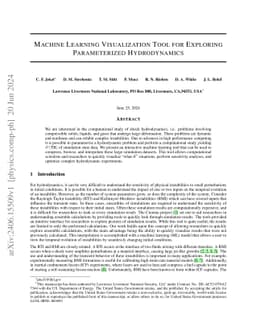 Machine Learning Visualization Tool for Exploring Parameterized
  Hydrodynamics