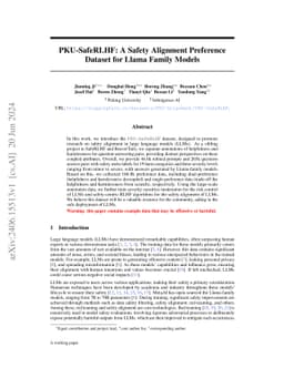 PKU-SafeRLHF: A Safety Alignment Preference Dataset for Llama Family
  Models