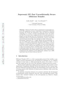 Supersonic OT: Fast Unconditionally Secure Oblivious Transfer