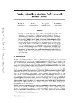 Pareto-Optimal Learning from Preferences with Hidden Context