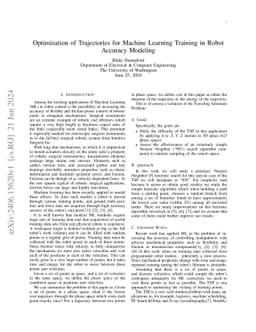 Optimization of Trajectories for Machine Learning Training in Robot
  Accuracy Modeling