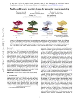 Text-based Transfer Function Design for Semantic Volume Rendering