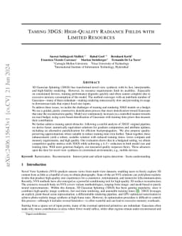 Taming 3DGS: High-Quality Radiance Fields with Limited Resources