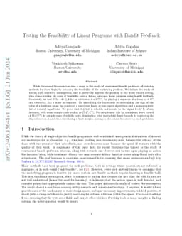 Testing the Feasibility of Linear Programs with Bandit Feedback