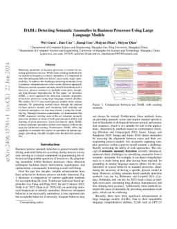 DABL: Detecting Semantic Anomalies in Business Processes Using Large
  Language Models