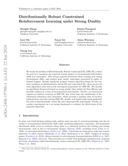 Distributionally Robust Constrained Reinforcement Learning under Strong
  Duality