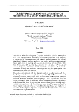 Understanding Student and Academic Staff Perceptions of AI Use in
  Assessment and Feedback