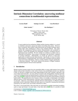 Intrinsic Dimension Correlation: uncovering nonlinear connections in multimodal representations