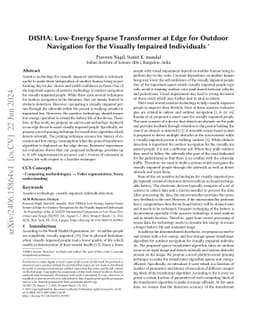 DISHA: Low-Energy Sparse Transformer at Edge for Outdoor Navigation for
  the Visually Impaired Individuals