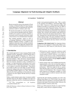 Language Alignment via Nash-learning and Adaptive feedback