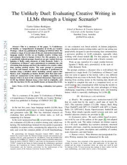 The Unlikely Duel: Evaluating Creative Writing in LLMs through a Unique
  Scenario